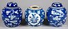 Three Chinese porcelain ginger jars