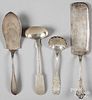 Four coin silver serving utensils