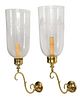 Pair of Early Brass and Glass Wall Sconces