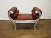 Empire Styled Silver Leafed Scroll Bench