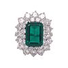 Vintage Platinum Chatham Emerald & Diamond Ring