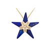 French 18k Gold Star pendant-brooch with 4.62 cts in Diamonds & lapis lazuli