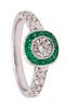 18k engagement Ring with 1.01 Ctw in Diamonds & emeralds