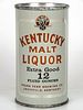 1956 Kentucky Malt Liquor 12oz Flat Top Can 87-33 Louisville, Kentucky