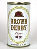 1961 Brown Derby Lager Beer 12oz Flat Top Can 42-16 Los Angeles, California