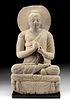 2nd C. Gandharan Sandstone Buddha Dharma-Chakra Mudra