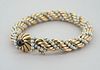 Retro 14K Gold and Pearl Woven Link Bracelet