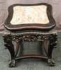 Chinese Marble-Topped Carved Wood Table/Stand