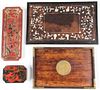 4 Antique Chinese Trays/Box