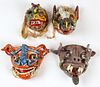 4 Vintage Mexican Terra Cotta Festival Masks