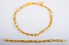 Gold Yellow Sapphire Pearl Necklace Bracelet Set