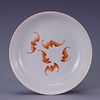 Famille Rose Five-Bats and Crane Plate
