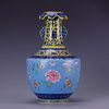 Blue and White and Wucai Glaze Floral Vase