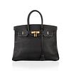 Hermes Togo Birkin 35 Black Leather Bag