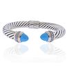David Yurman Silver Diamond Turquoise Cable Bracelet