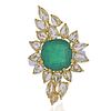 18k Gold Rose Cut Diamond Emerald Ring