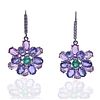18k Gold Diamond Sapphire Emerald Flower Earrings