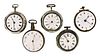 Lot of five 18th and 19th century verge fusee pocket watches
