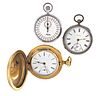 Lot of three pocket watches, chains and watch keys