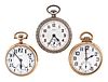 A lot of three 16 size Elgin pocket watches