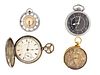 A lot of four pocket watches including a Hamilton 4992B and gold Swiss