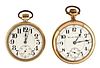 A lot of two 21 jewel American pocket watches Hamilton and Illinois