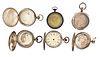 A lot of six coin silver pocket watch cases including a Nardin Corps of Engineers