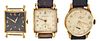 A lot of three men's gold wrist watches