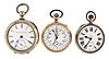 A lot of three pocket watches including a chronograph