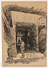 Joseph Pennell Illustrative Alleyway Ink Drawing