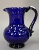 Cobalt blue pitcher with applied handle. ht. 10 in.