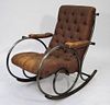 Lee L. Woodward Leather & Metal MCM Rocking Chair