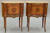 Pair of Louis XV style kidney shaped cabinets with marble tops. ht. 30 in.; wd. 24 in.
