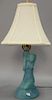 Van Briggle pottery seated figure/table lamp. figure ht. 9 1/2 in.