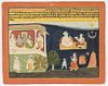 Indian Pahari Krishna & Balaram Miniature Painting