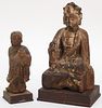 2PC 17C Chinese Ming - Qing Carved Wood Figures