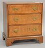 Custom diminutive three drawer chest signed. ht. 25 1/2 in.; wd. 22 in.; dp. 14 in.