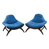 (2) Pair of Adrian Pearsall Blue Gondola Chairs