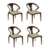 (4) Modern Chinese Horseshoe Style Upholstered Chairs