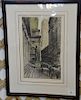 Tanna Kasimir Hoernes (1887-1972) colored etching "N.Y. Sub-treasurey" signed in pencil lower right T.K. Hoernes, framed by Wesley A...