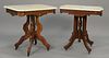 Two Victorian marble top tables. ht. 30 in.; top: 21" x 30"