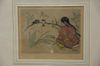 Two Elyse Ashe Lord (1900-1971) pencil signed colored etchings including one of a girl with two birds 34/75 (sight size 7" x 9") and...