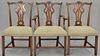 Set of eight custom mahogany Chippendale style chairs with fully upholstered seats including one armchairs and seven side chairs.