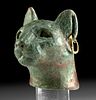 Egyptian Bronze Cat Head w/ Gold Earring