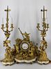 Monumental Dore Bronze French Clock Garniture Set