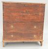 Primitive lift top blanket chest with original hinges, 18th century. ht. 39 in.; wd. 36 in.; dp. 17 in.