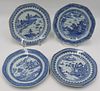 (4) 18th C Chinese Export Blue and White Plates.