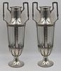 SILVERPLATE. Pair of Tall Silverplate Urns.
