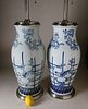 Pair of Ralph Lauren Chinese Blue and White Vase Lamps