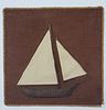 Vintage Captain James Folk Art Hand Carved Sailboat Half Hull Model, "Sailhouette"